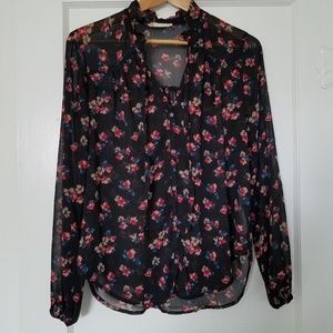 Hollister tie front floral top